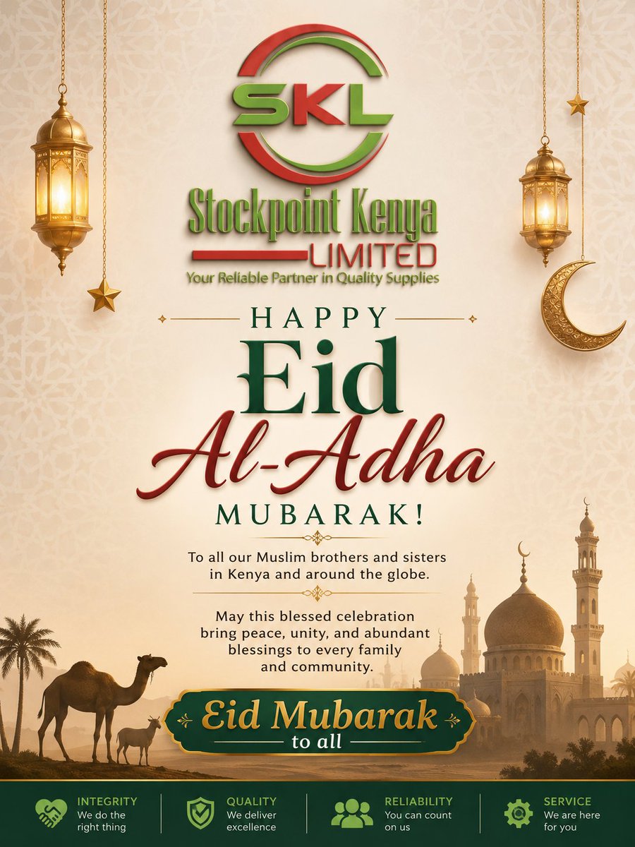 StockpointKenya's tweet photo. 𝐇𝐚𝐩𝐩𝐲 𝐄𝐢𝐝 𝐀𝐥-𝐀𝐝𝐡𝐚 𝐌𝐮𝐛𝐚𝐫𝐚𝐤! to all our Muslim brothers and sisters in Kenya and around the globe.  May this blessed celebration bring peace, unity, and abundant blessings to every family and community. 

𝐄𝐢𝐝 𝐌𝐮𝐛𝐚𝐫𝐚𝐤 to you all! https://t.co/NkKmD3J8vv
