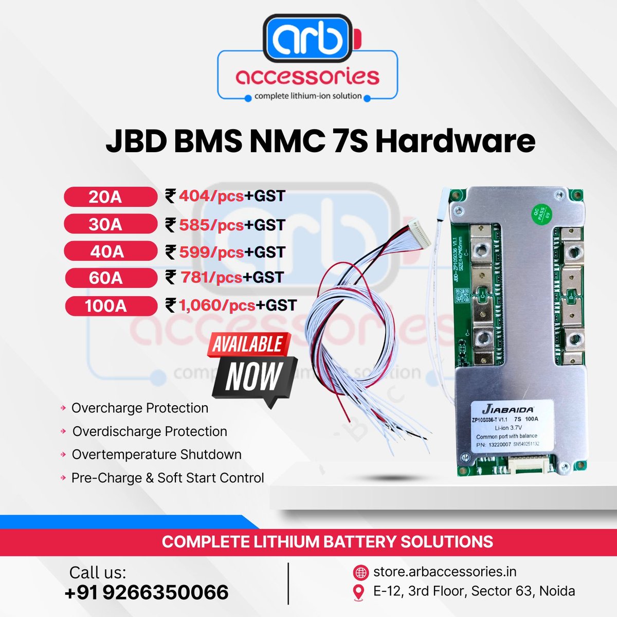 arb_ltd's tweet photo. ⚡ JBD NMC BMS Series – Reliable Battery Protection Solutions 🔋

📍 ARB Accessories
E-12, 3rd Floor, Sector 63, Noida
🌐 https://t.co/4BZbLAJl3D
📞 +91 9266350066

#JBDBMS #NMCBMS #BatteryManagementSystem #LithiumBattery #EVBattery #BatteryProtection #BatterySolutions https://t.co/YsOgnUFGt0