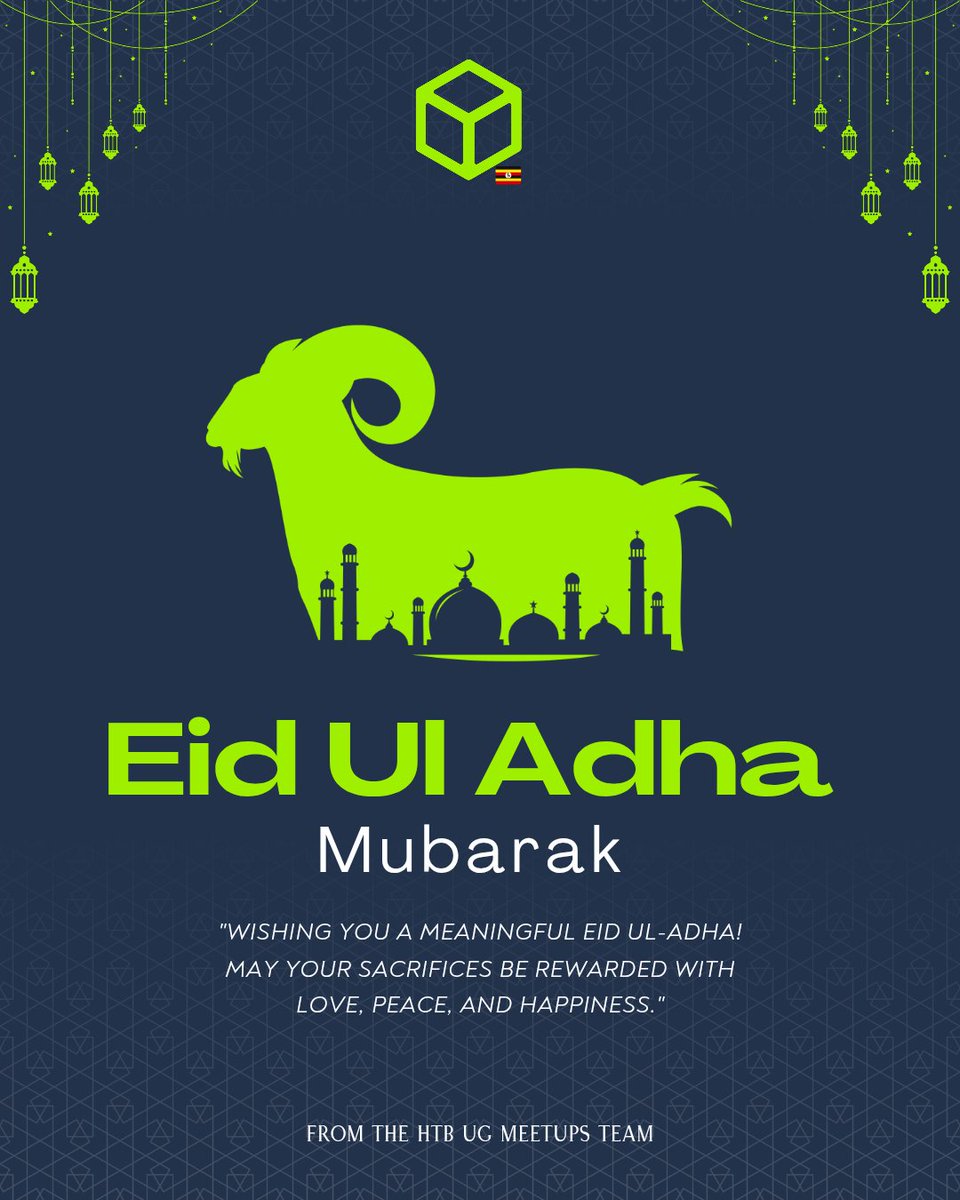 hacktheboxug's tweet photo. Wishing you all a Blessed Eid Ul Adha! https://t.co/E8Tw5yljwQ