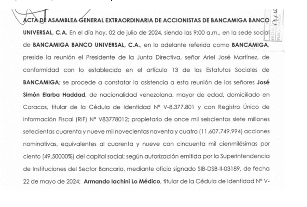 AmericoDeGrazia's tweet photo. SUDEBAN participó en el ROBO A BANCAMIGA. 
El 22 de julio2024 se realizó una “asamblea” donde Elarba se presentó como dueño mayoritario de las acciones, justificándolo con un oficio de este organismo oficial.
#JuicioPúblicoYa para que el país 👁️ la VERDAD.
#RoboAPalabraArmada 👇 https://t.co/NoDvfMOx8G
