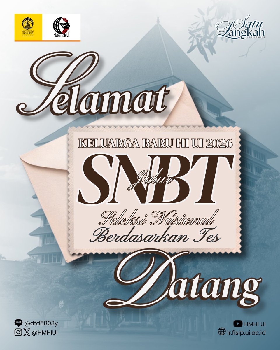 hmhiui's tweet photo. [SELAMAT DATANG KELUARGA BARU HI UI 2026]

Kami ucapkan selamat bagi mahasiswa baru Jalur SNBT.  Segera laporkan dirimu sesuai petunjuk, ya!

Kami tunggu ceritamu di HI UI!

Narahubung: Feli (LINE: felilysm)

HMHI FISIP UI 2026
#SatuLangkah
Bersama, Aspiratif, Dinamis https://t.co/tmgQNQ0Fvj