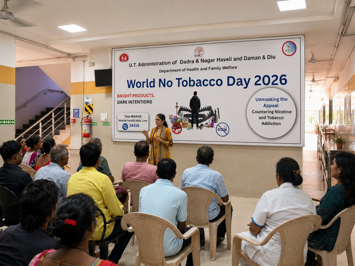 NHMDNHDD's tweet photo. UT of DNH & DD PHCs and NTCP Team are conducting tobacco awareness activities, health talks & COTPA enforcement drives across the UT. 🚭👨⚕️
🫁 Awareness today can save lives tomorrow.
🚫 Say NO to Tobacco, YES to Health! 🌿
#WorldNoTobaccoDay2026 #COTPA #TobaccoFreeUT #DNHDD https://t.co/E2bQ6MBBhL