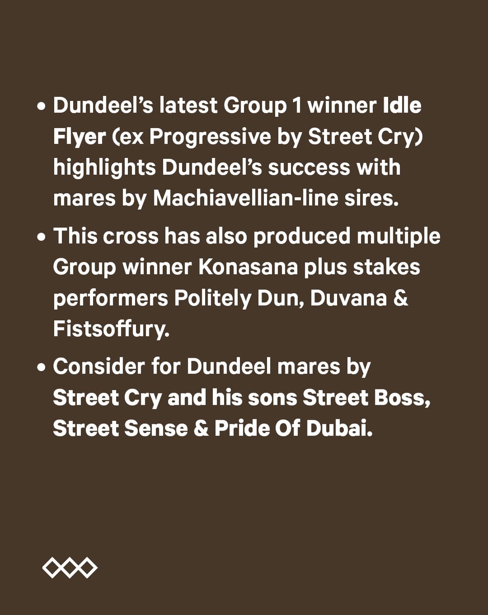 ArrowfieldStud's tweet photo. Street Cry and his sons, Street Boss, Street Sense &amp; Pride Of Dubai all offer good options to achieve this cross for Dundeel #Stats #Dundeel https://t.co/D7Uy9osYeM