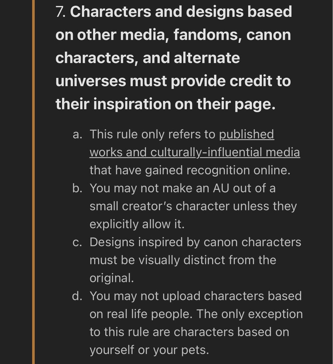 Springdoodle's tweet photo. @tobiart_s I didn’t have any problems with the canon characters ive listed but if you’re curious this is the rule regarding such characters https://t.co/wTF3ASVw5G