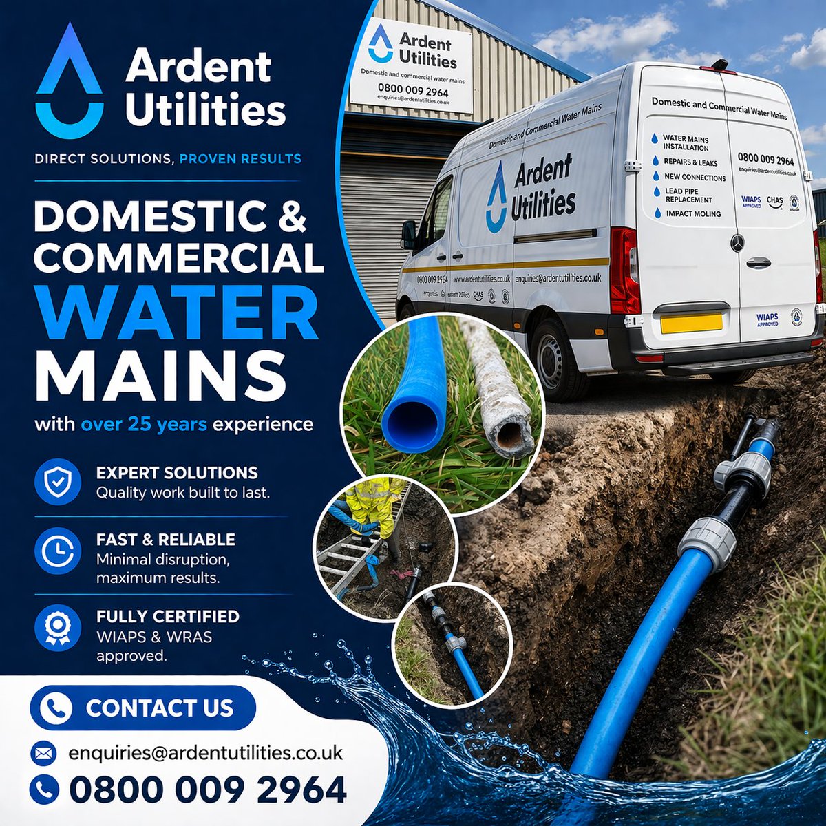 ArdentUtilities's tweet photo. Domestic &amp; Commercial Water Mains with over 25 years experience 
#WaterMains #Utilities #UndergroundUtilities #WaterInfrastructure #LiverpoolBusiness https://t.co/WdtvEkhL6N