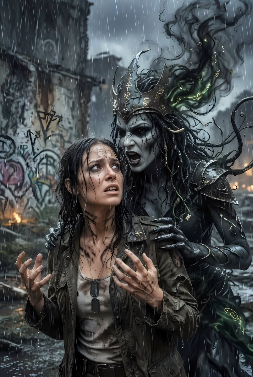 TrickyWoo_art's tweet photo. "THE ENCHANTRESS AWAKENS"

😱 Rain-soaked terror as June Moone comes face-to-face with the demon inside her...

One of my darkest and most intense pieces yet. 🖤

Redbubble: https://t.co/P7sVB7hCxQ

FAA: [link in comments]
#Enchantress #JuneMoone #DarkArt #HorrorArt #SuicideSquad https://t.co/Ewn7qTumjn