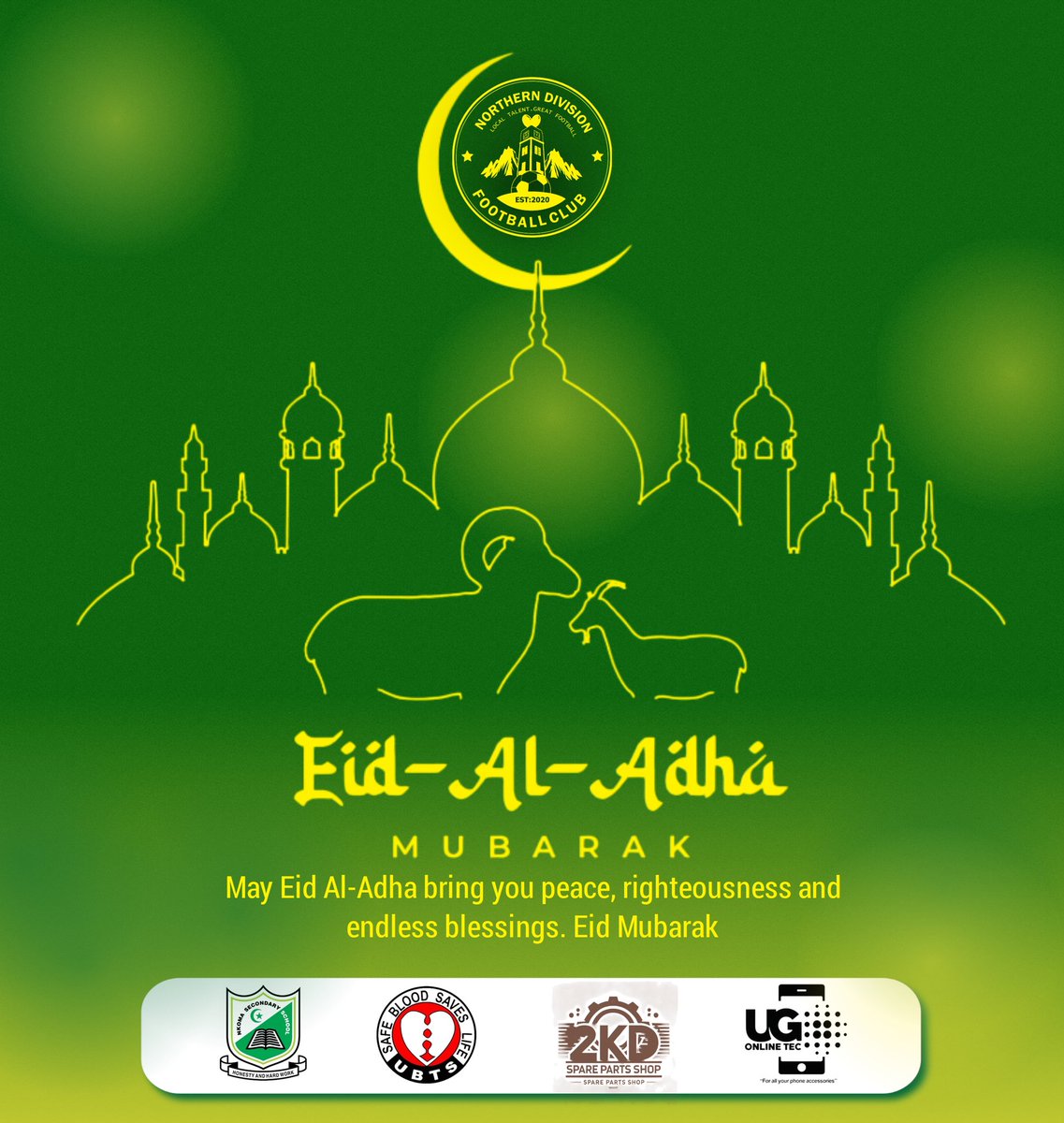 NDFC_Mbale's tweet photo. Eid Al-Adha Mubarak! 

May this blessed day fill your home with peace, your heart with joy, and your moments with countless blessings.

#GreatTalent #TheChiefs https://t.co/CrGiCPcm66