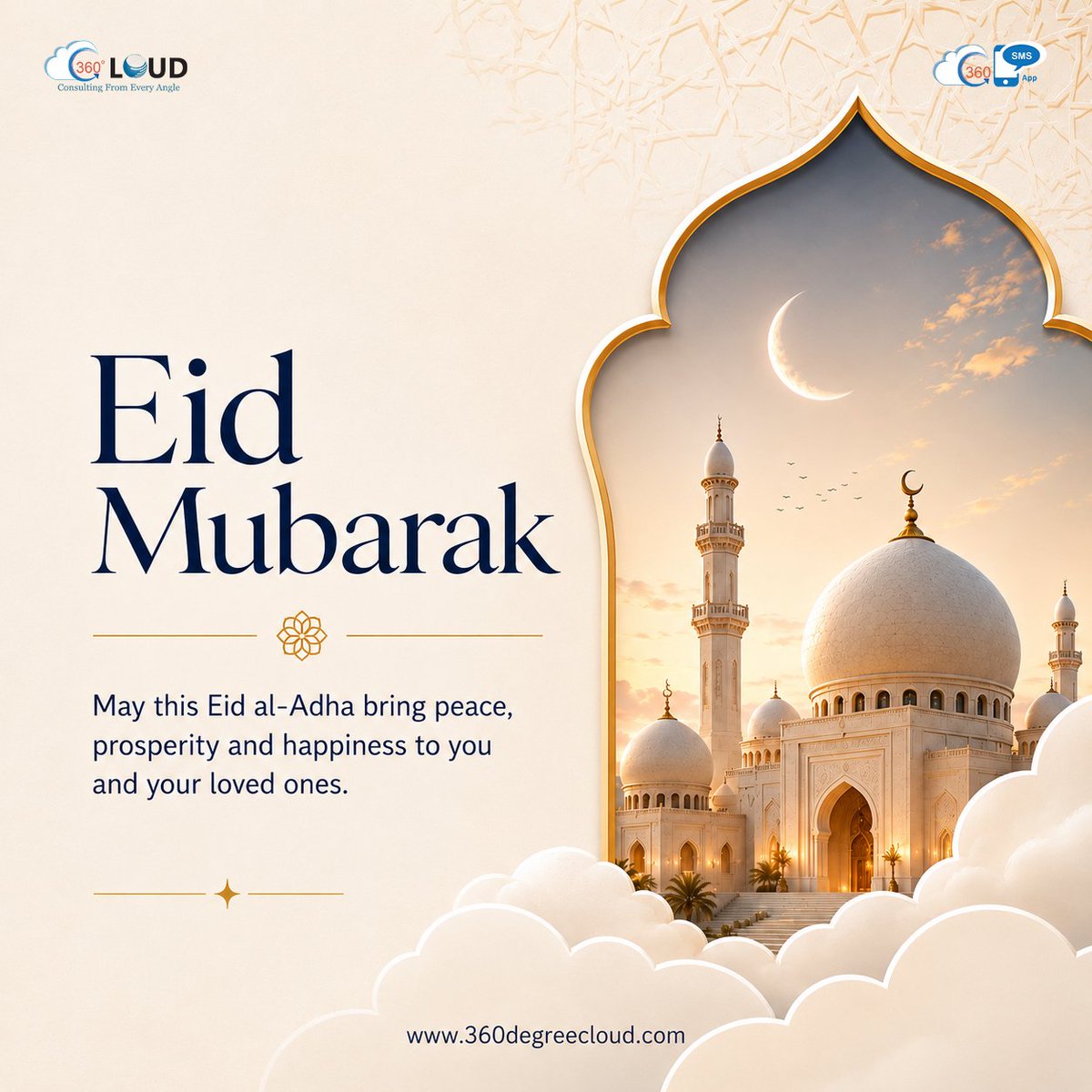 360SMSApp's tweet photo. Wishing our team, clients, partners, and community a blessed Eid al-Adha. 🌙

May this occasion bring peace, prosperity, and happiness to you and your loved ones. May the values of sacrifice, gratitude, and togetherness continue to inspire us all.

Eid Mubarak from all of us. ✨ https://t.co/14KBjjP4CA