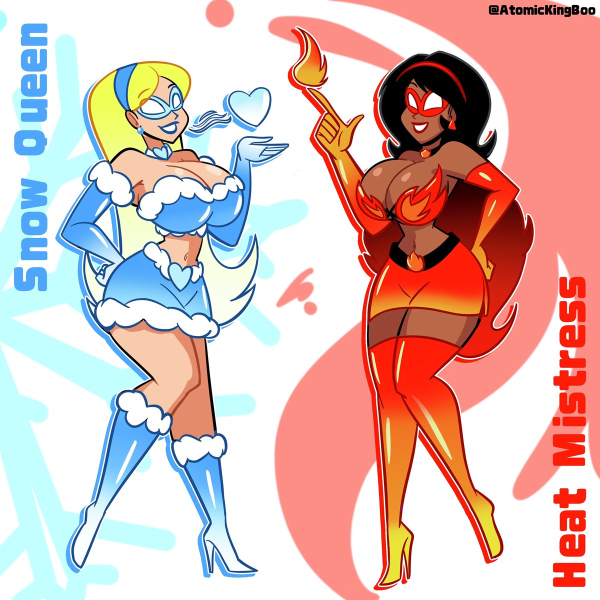 AtomicKingBoo's tweet photo. Double New OCs, Meet Snow Queen and Heat Mistress! ❄️🔥

These are adopted from @MDetector5 and I designed to remake them from scratch! 

Hope you like them as much as I do! 
#oc #originalcharacters #characterdesign https://t.co/hgJlTK5cfV