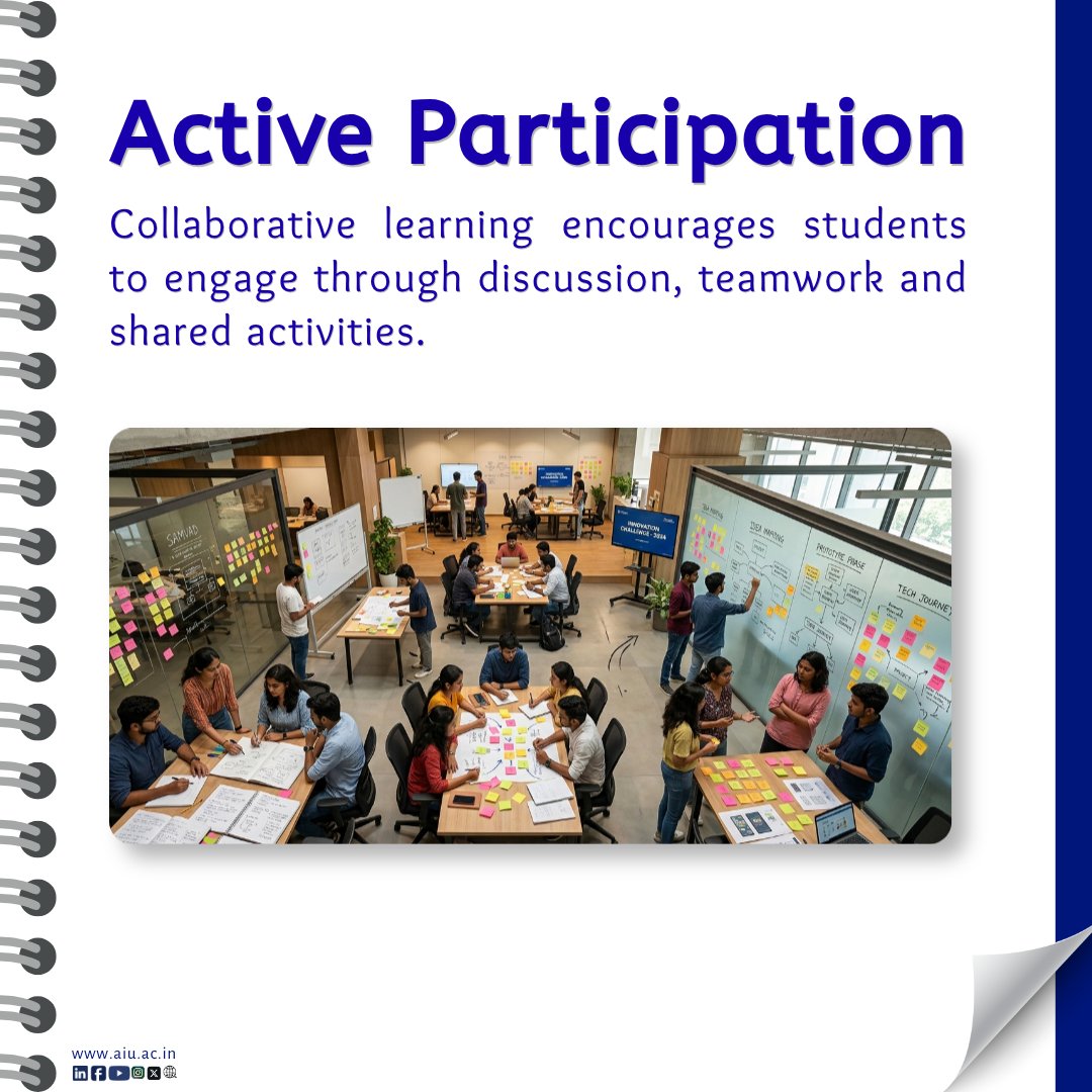 AIUIndia's tweet photo. Collaborative learning environments are transforming modern education through teamwork, discussion and shared learning experiences. 🤝🎓
Future learning is becoming more interactive, connected and student-centered. 📚

@profvinaypathak 

#AIU #CollaborativeLearning #HigherEd https://t.co/yvDfMdP0ki