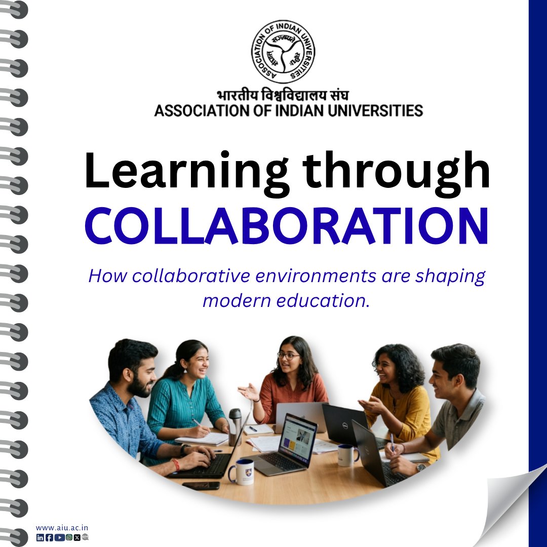 AIUIndia's tweet photo. Collaborative learning environments are transforming modern education through teamwork, discussion and shared learning experiences. 🤝🎓
Future learning is becoming more interactive, connected and student-centered. 📚

@profvinaypathak 

#AIU #CollaborativeLearning #HigherEd https://t.co/yvDfMdP0ki