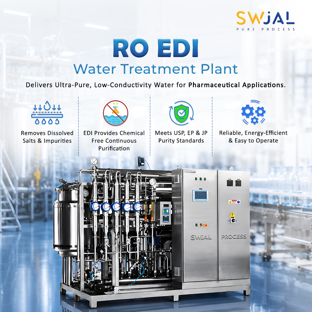 Swjalprocess's tweet photo. ✨ Advanced RO EDI Plant for ultra-pure water applications with reliable, chemical-free purification. ⚙️🔬

✅ Removes salts &amp; impurities
✅ Meets USP, EP &amp; JP standards
✅ Energy-efficient operation

📩 Contact us today!

#ROEDIPlant #WaterTreatmentPlant #SwjalProcess https://t.co/Vmf9SbgAUt