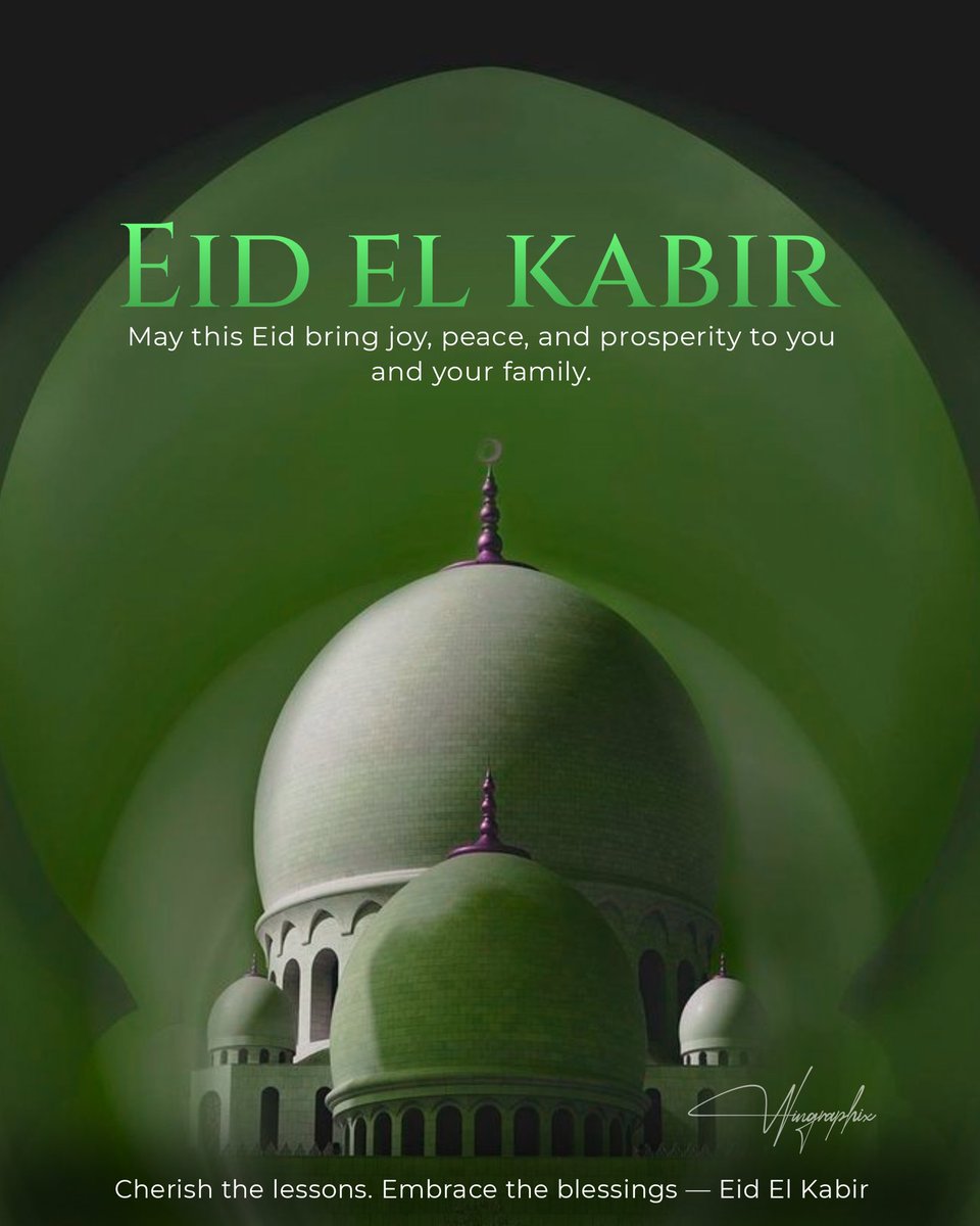 WinGraphix's tweet photo. Eid El Kabir
🌙✨ Wishing everyone celebrating peace, joy, and beautiful moments with loved ones. https://t.co/Fv9jF6v3CM
