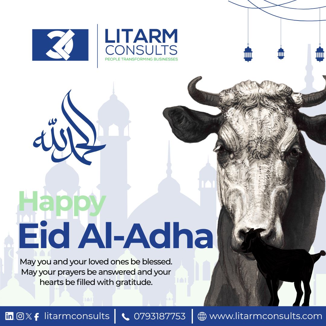 Litarmconsults's tweet photo. Eid Mubarak! ☪️ 
May this Eid al-Adha bring peace, blessings, and gratitude to you and your loved ones.
#celebration #Eid #LitarmConsults https://t.co/6K8G8TSine