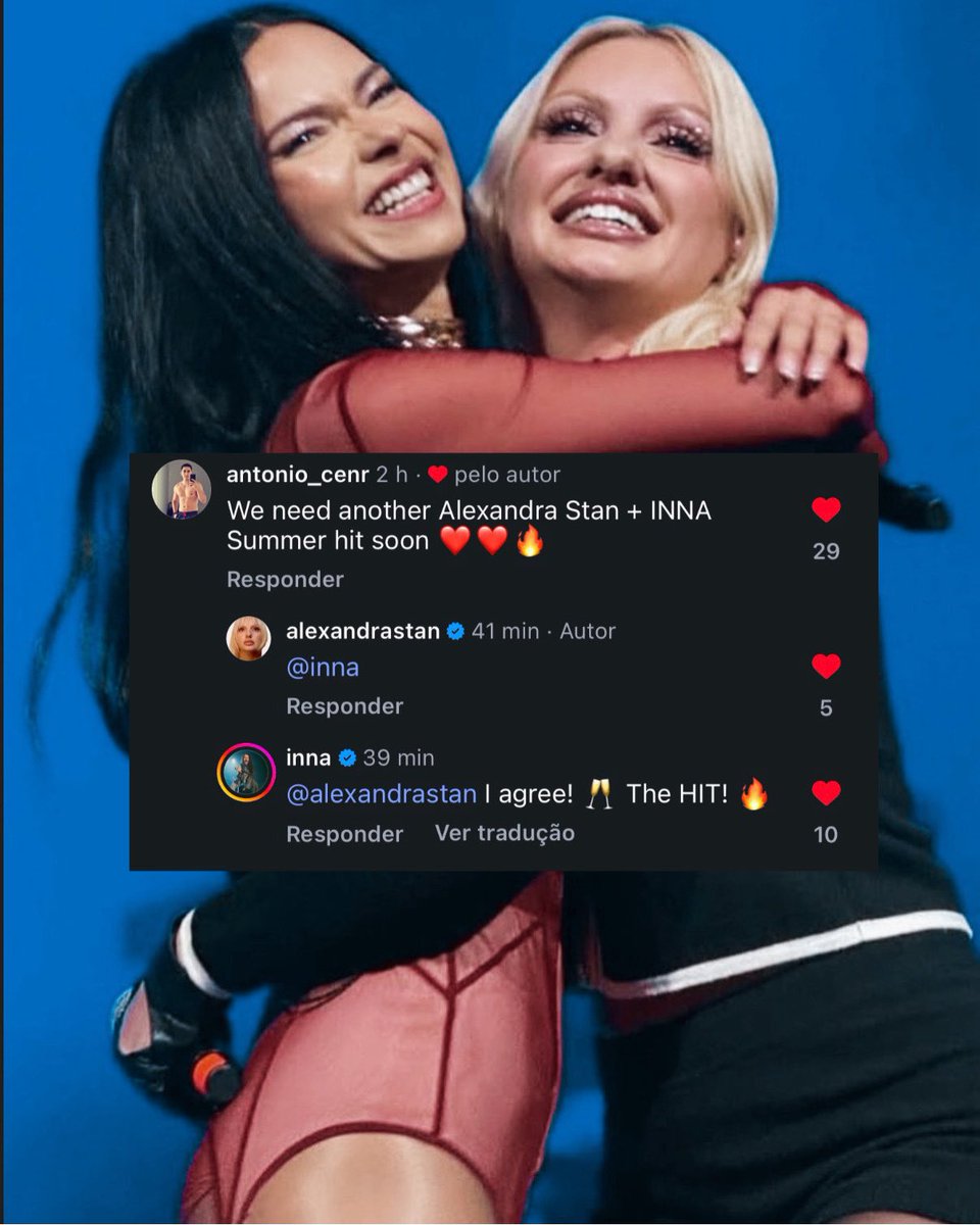 StanAlexandraBR's tweet photo. PILARES ROMENO! 🇷🇴

Um fã comentou em um post da Alexandra Stan pedindo por uma nova colaboração entre ela e a INNA, Alexandra marcou ela e INNA respondeu “CONCORDO! O HIT!” 

Vem aí um feat popcorn das divas? 🍿🔥 https://t.co/d1yg9UFisI
