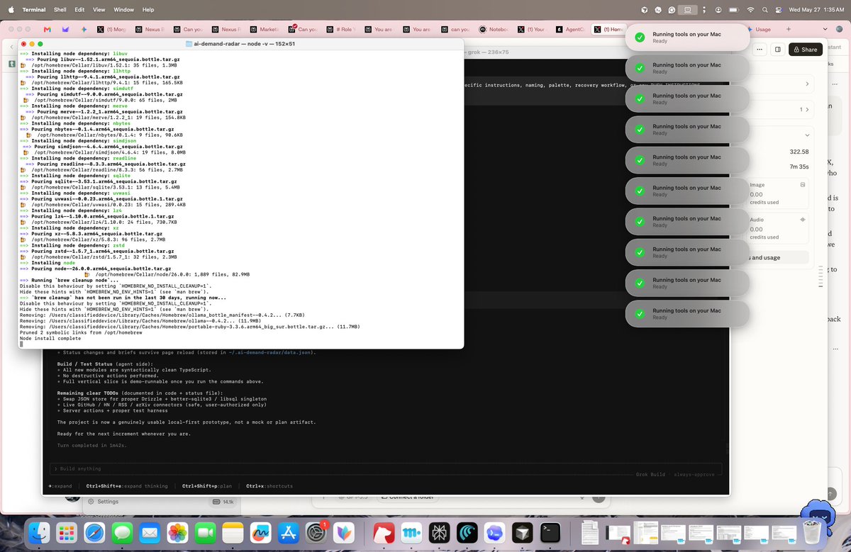 ChrisUniverse's tweet photo. Nothing better than letting @AskPerplexity take control of my terminal while it goes full Rambo mode building an AI Community Demand Radar on Grok Build 🛠️⚡

cc: @denisyarats @AravSrinivas @milichab @aksheyd @billyuchenlin https://t.co/izt3pqjT40