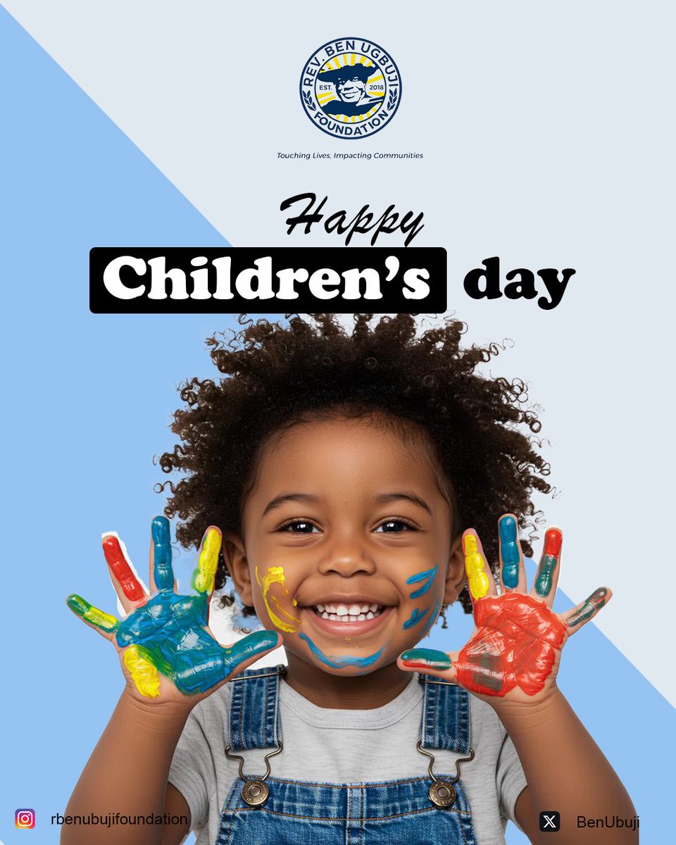 BenUgbuji's tweet photo. Happy Children’s Day! 🎉✨
Today, we celebrate the joy, innocence, brilliance and limitless potential of every child. Children are the heartbeat of our future, the light of our communities and the hope of tomorrow.

Happy Children’s Day ❤️✨

#ChildrensDay #HappyChildrensDay https://t.co/CKyb9q99hZ
