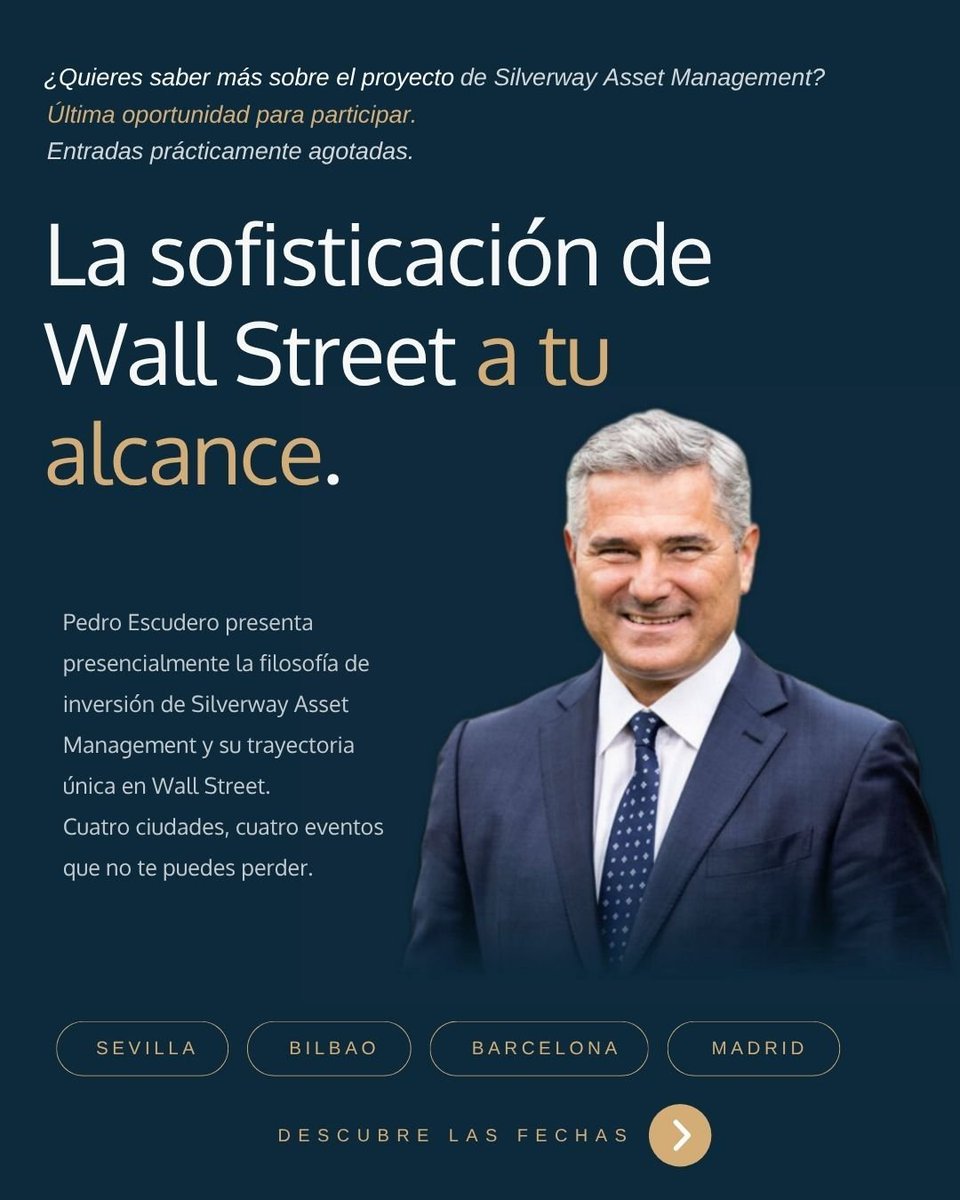 SilverwayAM's tweet photo. La gira #Silverway sigue en marcha.
Ayer estuvimos en Bilbao presentando nuestra filosofía de inversión a inversores vascos. Tremendamente agradecidos con la fuerte acogida que tuvimos y todas las personas que asistieron al coloquio de @PedroEsAr.
Pero esto no ha terminado.
Quedan los dos asaltos finales.
Hoy estaremos en Barcelona en el Hotel Majestic de la mano de @LaVanguardia.
Últimas plazas disponibles.
Asegura la tuya registrándote en: https://t.co/Xbq12Jtp4D