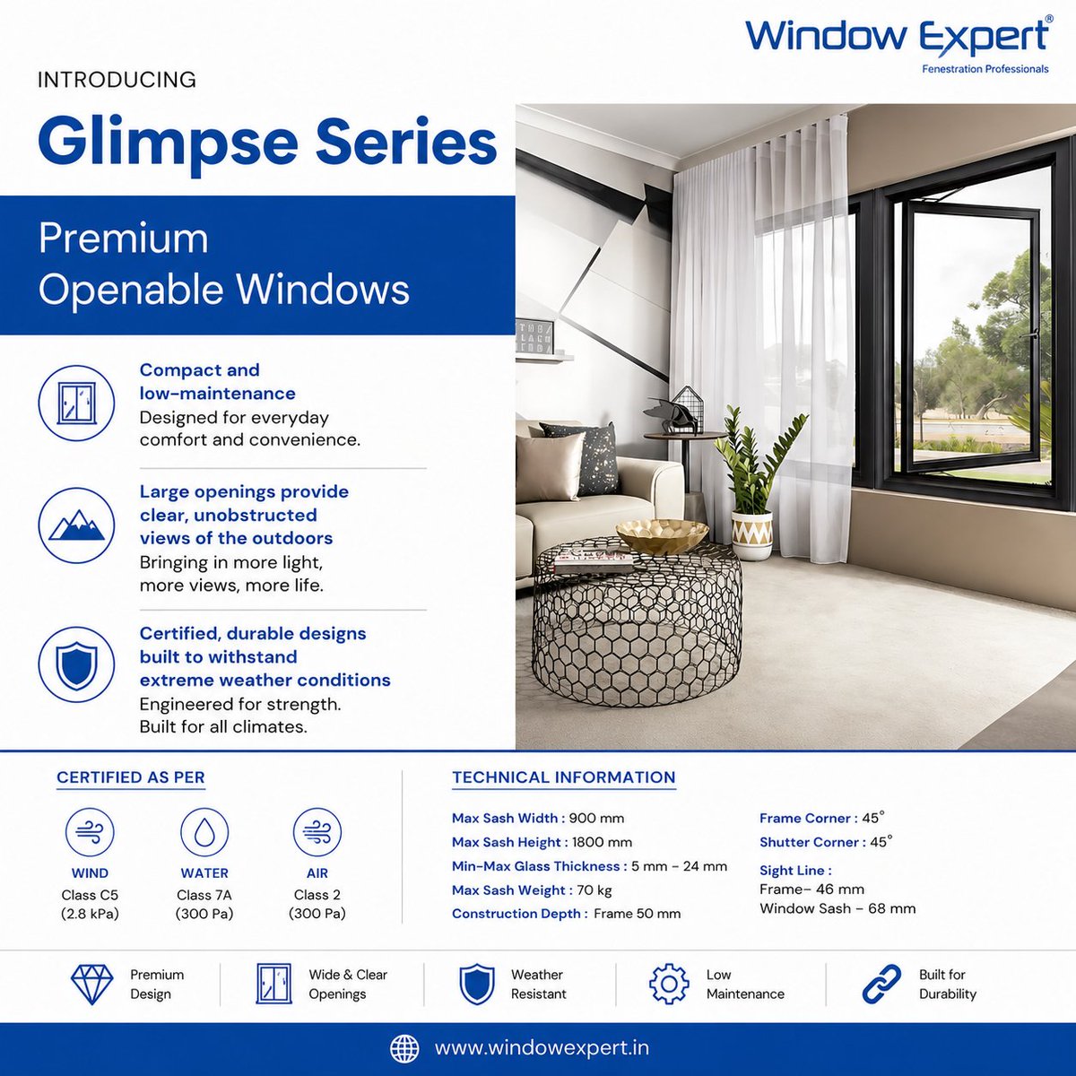 WindowsExpertss's tweet photo. Introducing the Glimpse Series by Window Expert — a premium openable window series crafted for modern homes that demand style, durability, and everyday comfort.

Bring more light, ventilation, and elegance into your spaces with the Glimpse Series by Window Expert.

#WindowExpert https://t.co/IC4mAD9oCp