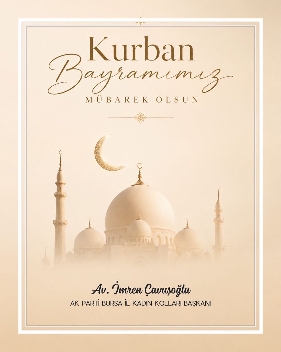 akkadinbursa's tweet photo. Bayramlar; gönüllerin birleştiği, muhabbetin ve kardeşliğin çoğaldığı en kıymetli zamanlardır. 🌙✨

Kurban Bayramı’nın ülkemize, milletimize ve tüm İslam âlemine sağlık, huzur ve bereket getirmesini diliyor; nice bayramlara sevdiklerinizle birlikte ulaşmanızı temenni ediyoruz. https://t.co/WNheUikJJk