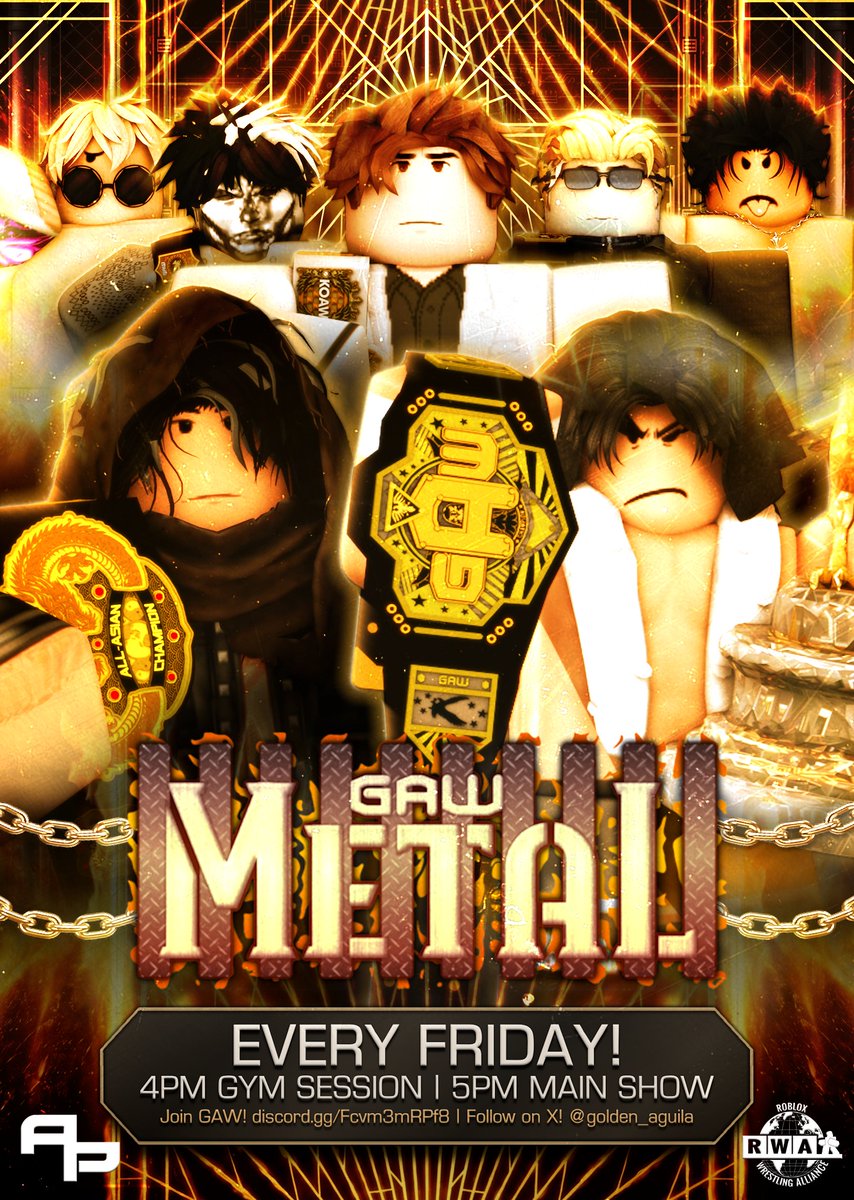 golden_aguila's tweet photo. 🔥 GAW Metal 🔥

Every Friday at 5PM GMT, the doors open for you to witness intense and competitive action!

GAW Metal puts you right in the spotlight to experience greatness live!

Affiliated with RWA.

#GAWMetal https://t.co/44wZkSGAmQ