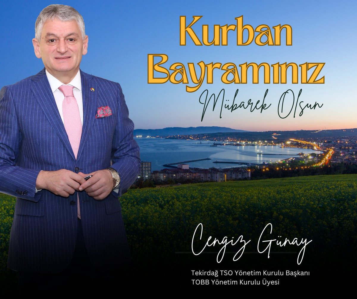 cengiz_gnay's tweet photo. Sevdiklerinizle birlikte sağlıklı, mutlu ve huzurlu bir bayram geçirmeniz dileğiyle...

#KurbanBayramı ‘nız mübarek olsun.

#iyibayramlar https://t.co/D0hvk63Q8B