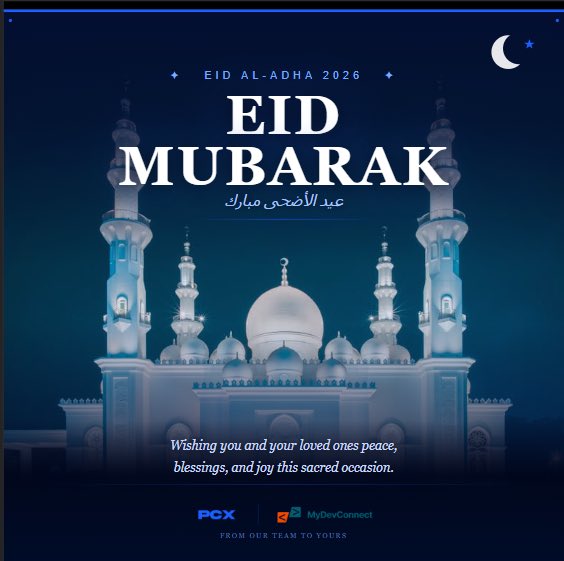 _PCXPAY's tweet photo. Eid al-Adha Mubarak 🌙✨

May this season bring peace to your home, joy to your heart, and abundance to everything you’re building.

Celebrating community, gratitude, and meaningful connections today and always.

#EidMubarak #EidAlAdha #PCXPay https://t.co/InLdkrJ6Sf