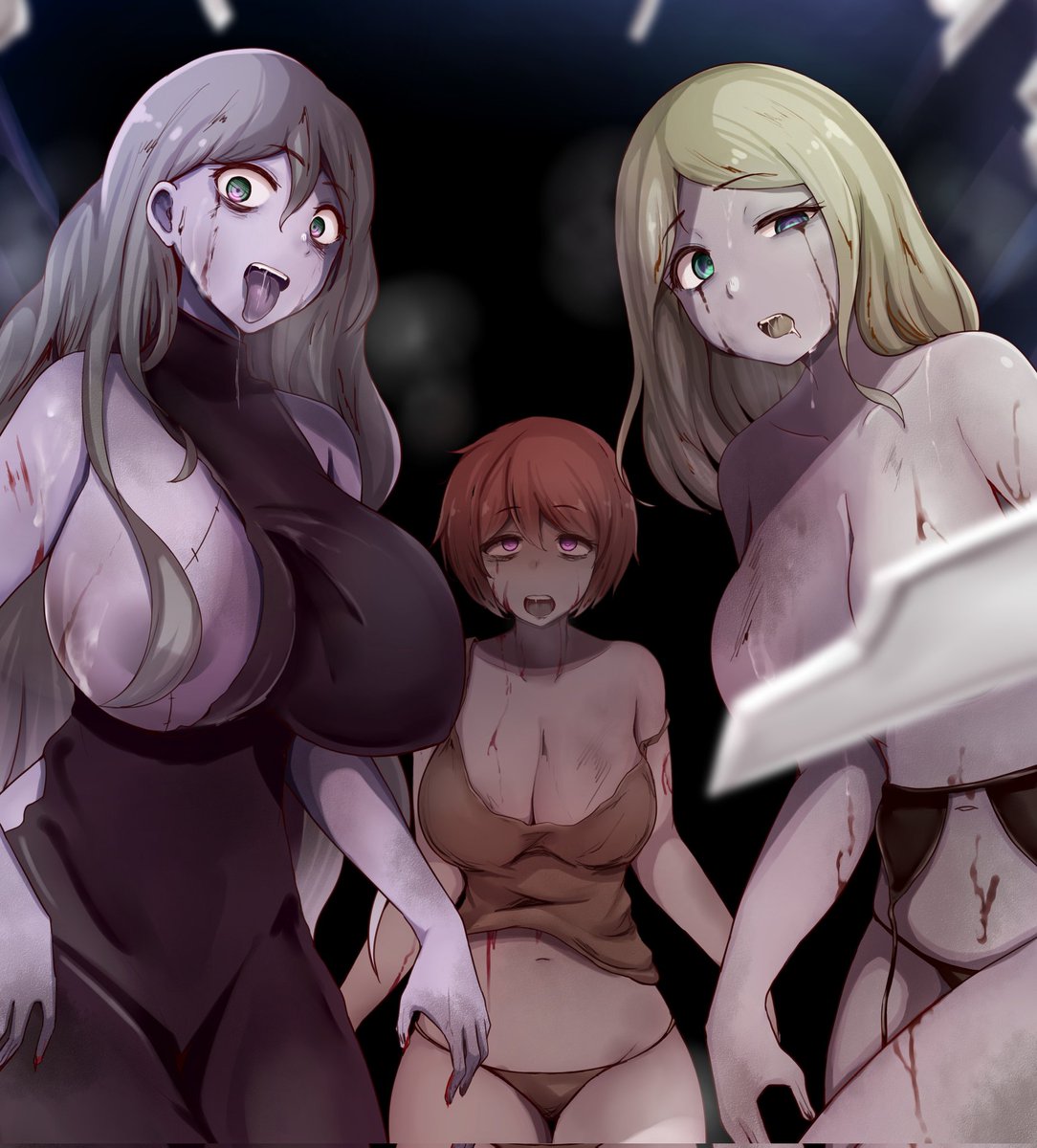 AzuraNexaEX's tweet photo. Zombie Girls: " E-...Eurgh.... Brains.... Semen.... F-flesh... M-must hunger... E-eat you.... A-... Augh.... " https://t.co/H6Nd7HHoNE