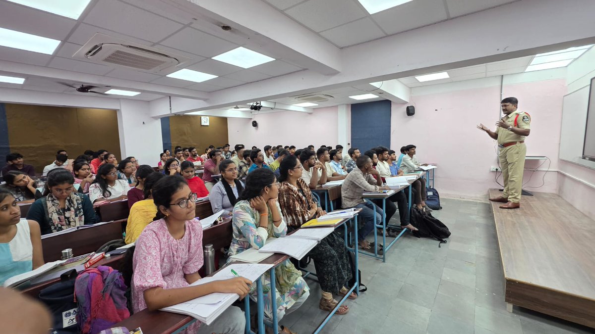 shoabids's tweet photo. SHO, K. Parashuram, Abid Road PS along with P. Srikanth, SI and other Staff conducted Cyber Crime Awareness program at ACE Academy, Abids, Hyderabad, on 26-05-2026. https://t.co/knbgiOssaA