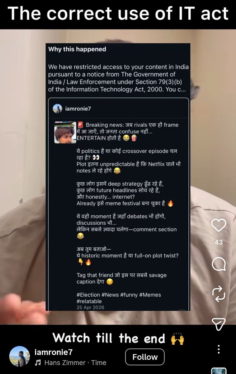 SFLCin's tweet photo. Our Free Speech Tracker is also continuously documenting these instances. 

You can track them here: https://t.co/WwkAZaPKWR

#digitalrights #freespeech #censorship

@dhanyarajendran @sanket @Memeghnad @Bhavishyaspeaks @PunsterX @dhruv_rathee @Saurabh_MLAgk @ravish_journo @iArpitSpeaks @TheDeshBhakt @IFEX @TheCurlyPoet @RSF_en
@amnesty @IFJGlobal @zoo_bear @IndexCensorship
@PeekTV_in @Priyanshi50 @anishgawande
@PunsterX @whattalawyer @sohitmishra99 @REDBOXINDIIA @vsirnate @PreetiSMenon @SauravDassss @Aafrin7866 @NasirHussainINC