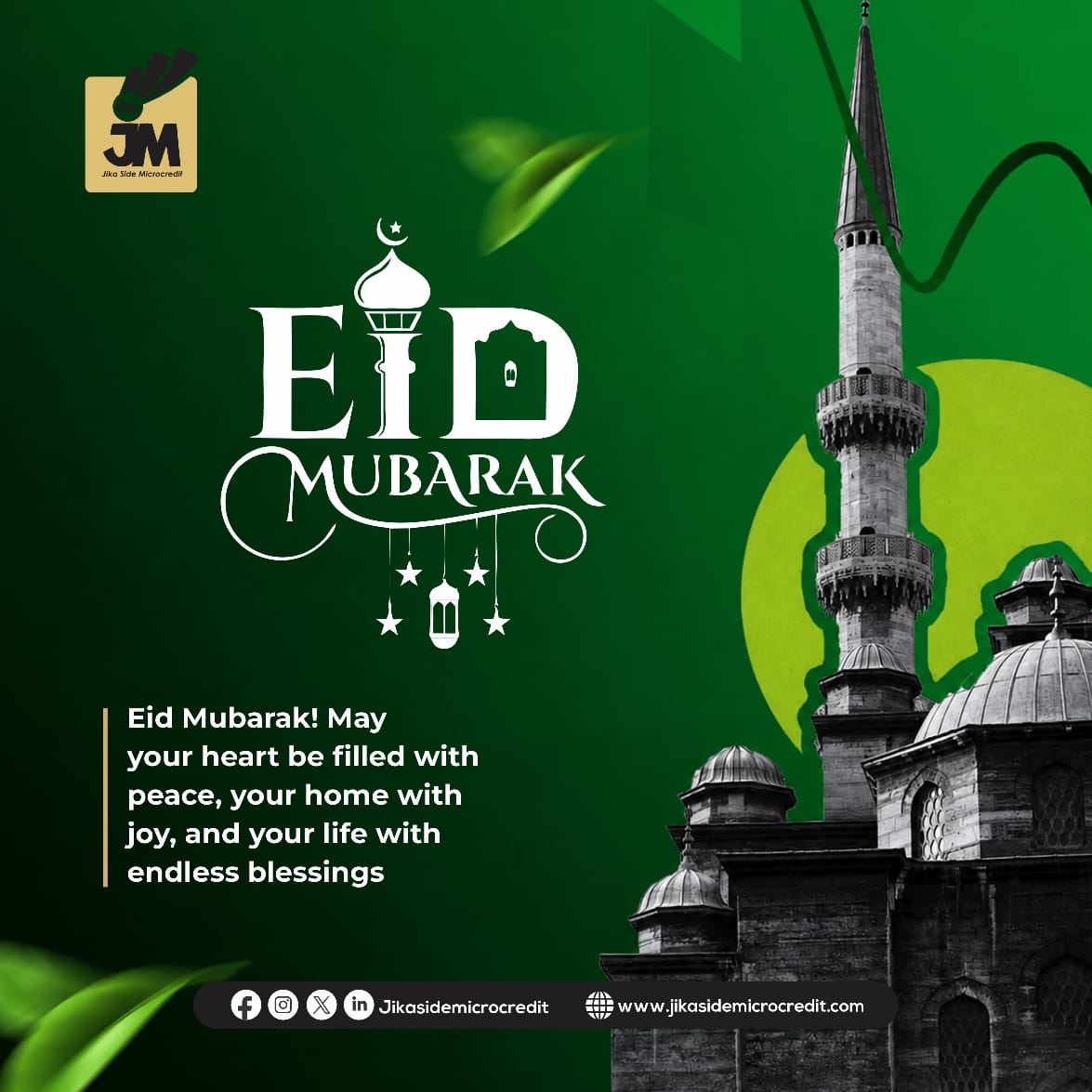 JikaSide's tweet photo. Celebrating Faith, Unity &amp; New Beginnings with Jika Side Microcredit

As the blessed season of Eid arrives, we extend our heartfelt wishes to you and your loved ones. May this joyous celebration bring peace to your heart, happiness to your home, and abundant blessings. https://t.co/xk9JtwkgtL