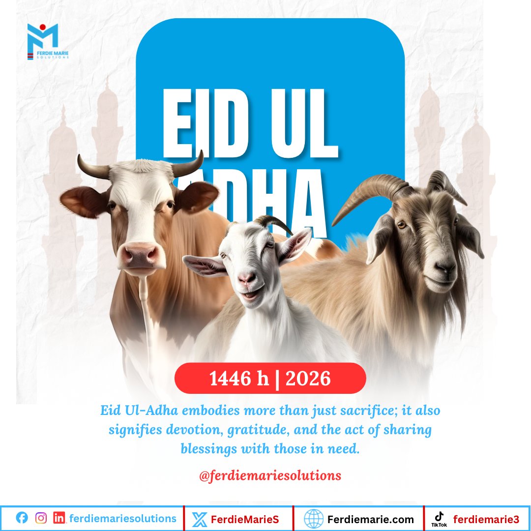 FerdieMarieS's tweet photo. Eid ul Adha Mubarak 🌙✨

May your sacrifices be accepted, your prayers answered, and your heart filled with peace, joy, and blessings. Wishing you and your loved ones a beautiful celebration 🤍🕊️

#EidMubarak #EidUlAdha #SallahCelebration https://t.co/esu2yMcPOY