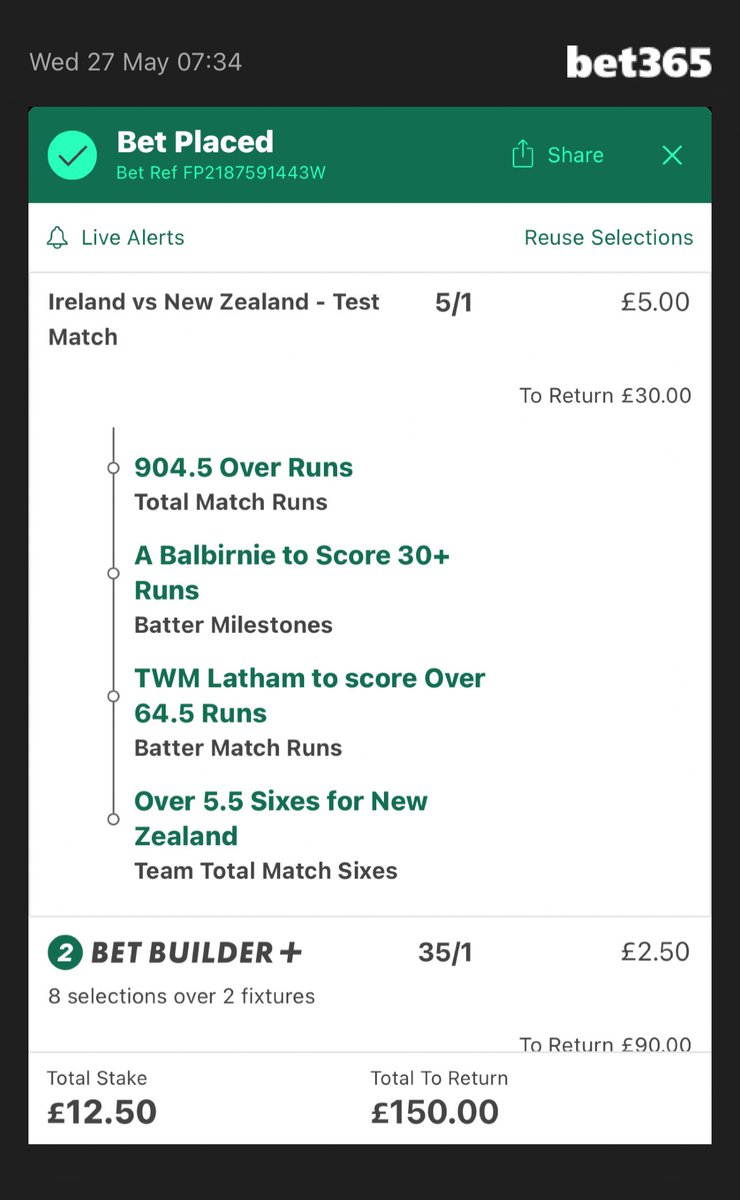 ForNfltips's tweet photo. Cricket double https://t.co/KGu3jClQ2O