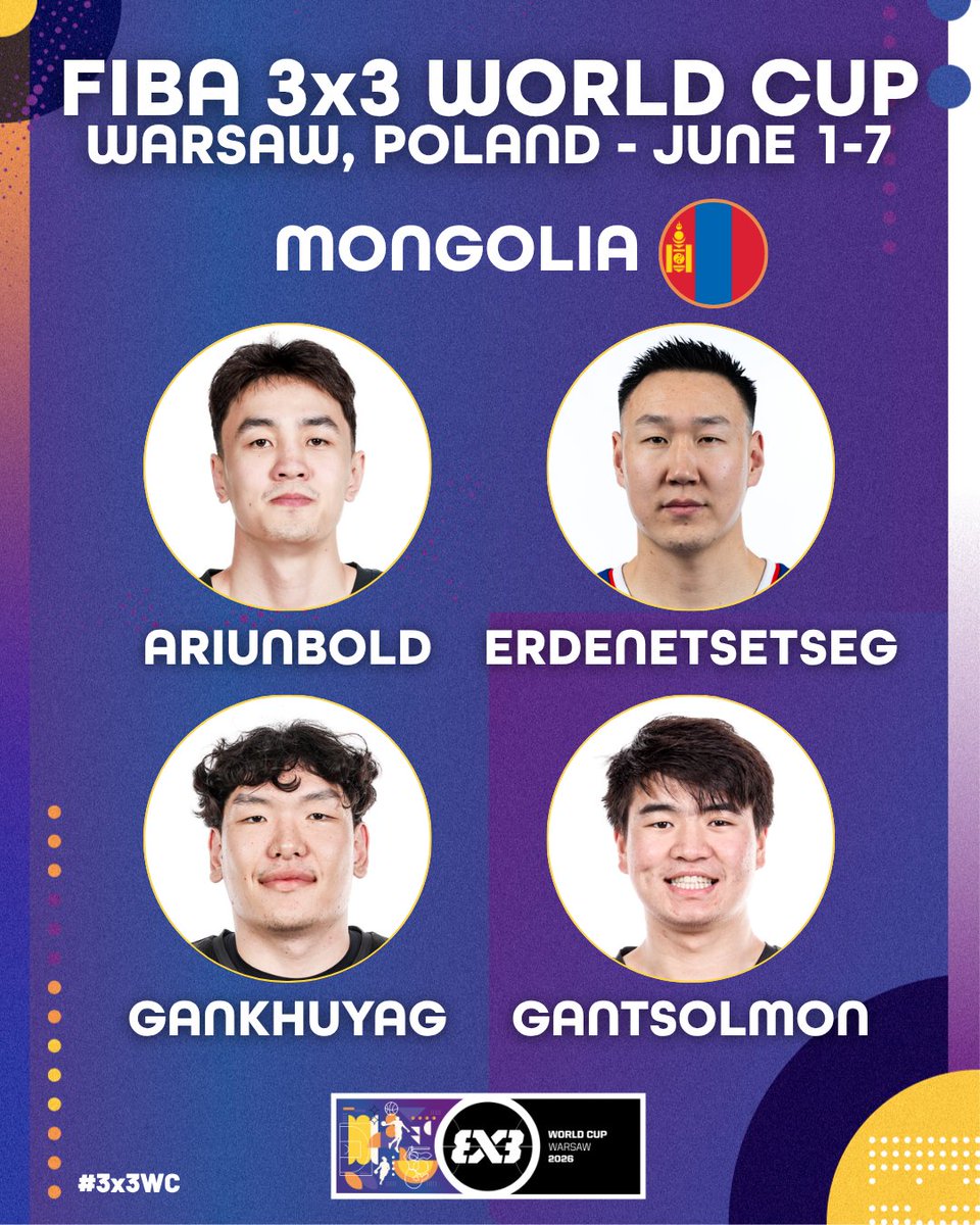 FIBA3x3's tweet photo. Mongolia 🇲🇳 rosters are HERE and looking STRONG for the World Cup 🤝😮‍💨

Women's
➡️ Ariuntsetseg Bat-Erdene
➡️ Bolor-Erdene Battsooj
➡️ Narangoo Erdenebayan
➡️ Khulan Onolbaatar

Men's
➡️ Anand Ariunbold
➡️ Sugar-Ochir Erdenetsetseg
➡️ Dulguun Gankhuyag
➡️ Bolor-Erdene Gantsolmon https://t.co/mD1AWCI7GE
