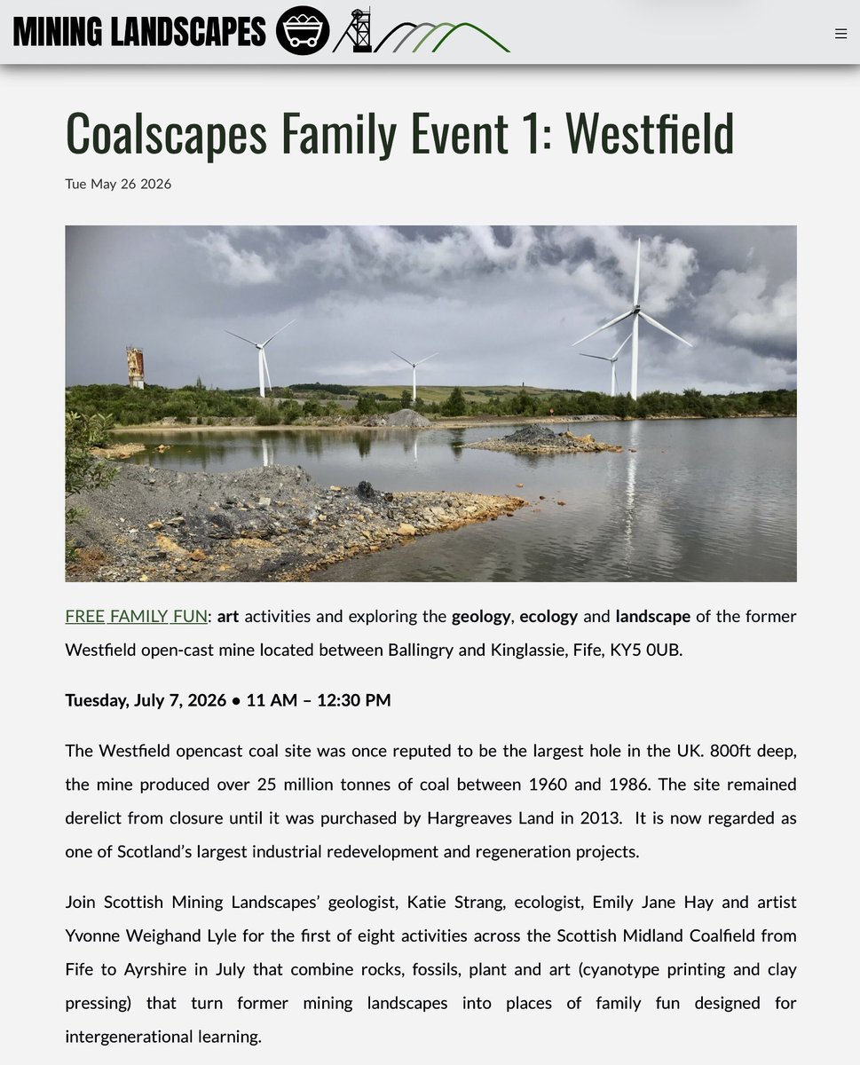 coal_legacies's tweet photo. FREE FAMILY EVENT: Explore the former opencast coaling site at Westfield #Fife through #art, #geology and #ecology and turn postindustrial landscapes into spaces of family fun and intergenerational learning 11am Tues 7th July. To book your tickets nip to https://t.co/nS5DhIAgvr https://t.co/YtwnYLeUXh