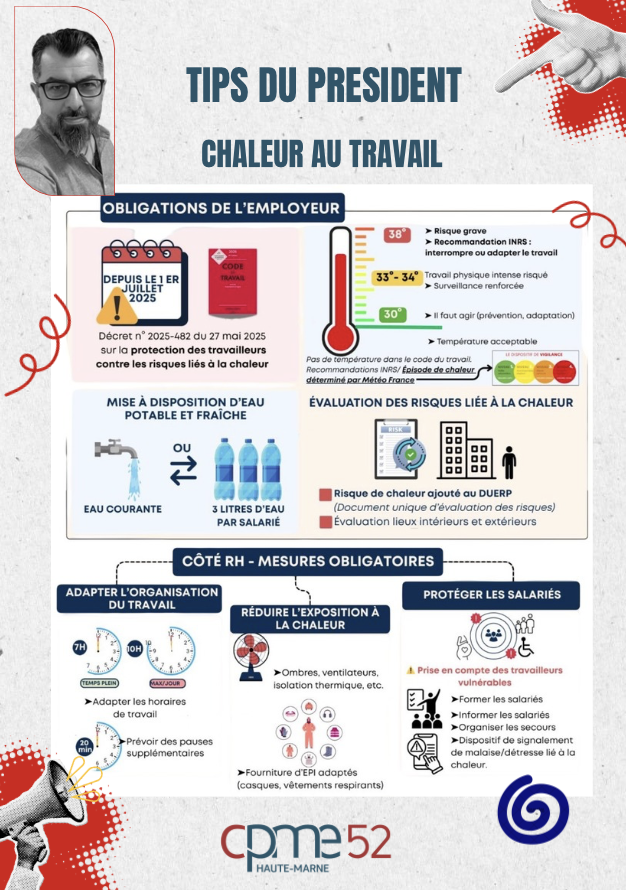 cpme52's tweet photo. 🚨𝐓𝐢𝐩𝐬 𝐝𝐮 𝐩𝐫𝐞́𝐬𝐢𝐝𝐞𝐧𝐭🚨

👉 Focus du jour : Chaleur au travail

#TipsduPrésident #conseil #CPME52 #ChaleurTravail https://t.co/JQIgzTr7HB