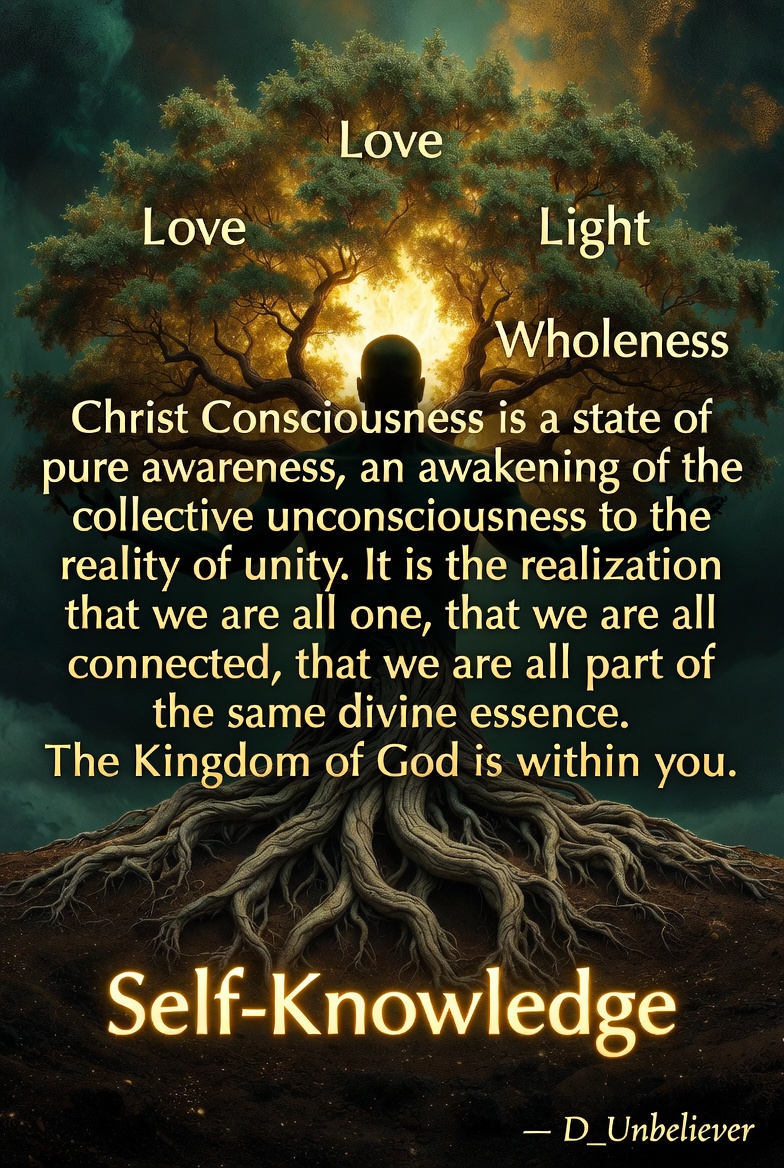 MrEbubechukwu's tweet photo. The essence of Christ Consciousness is not worship or blind faith.
 It is the profound awakening for every human to discover who they truly are.

Beyond the masks, stories, and conditioning.
Beyond fear, ego, and separation.  

It is remembering your divine nature:
Love. Light. Wholeness.  

When you know thyself, you embody the same consciousness Jesus pointed to:
"The Kingdom of God is within you"

Self-realization is the real gospel.
 D_Unbeliever