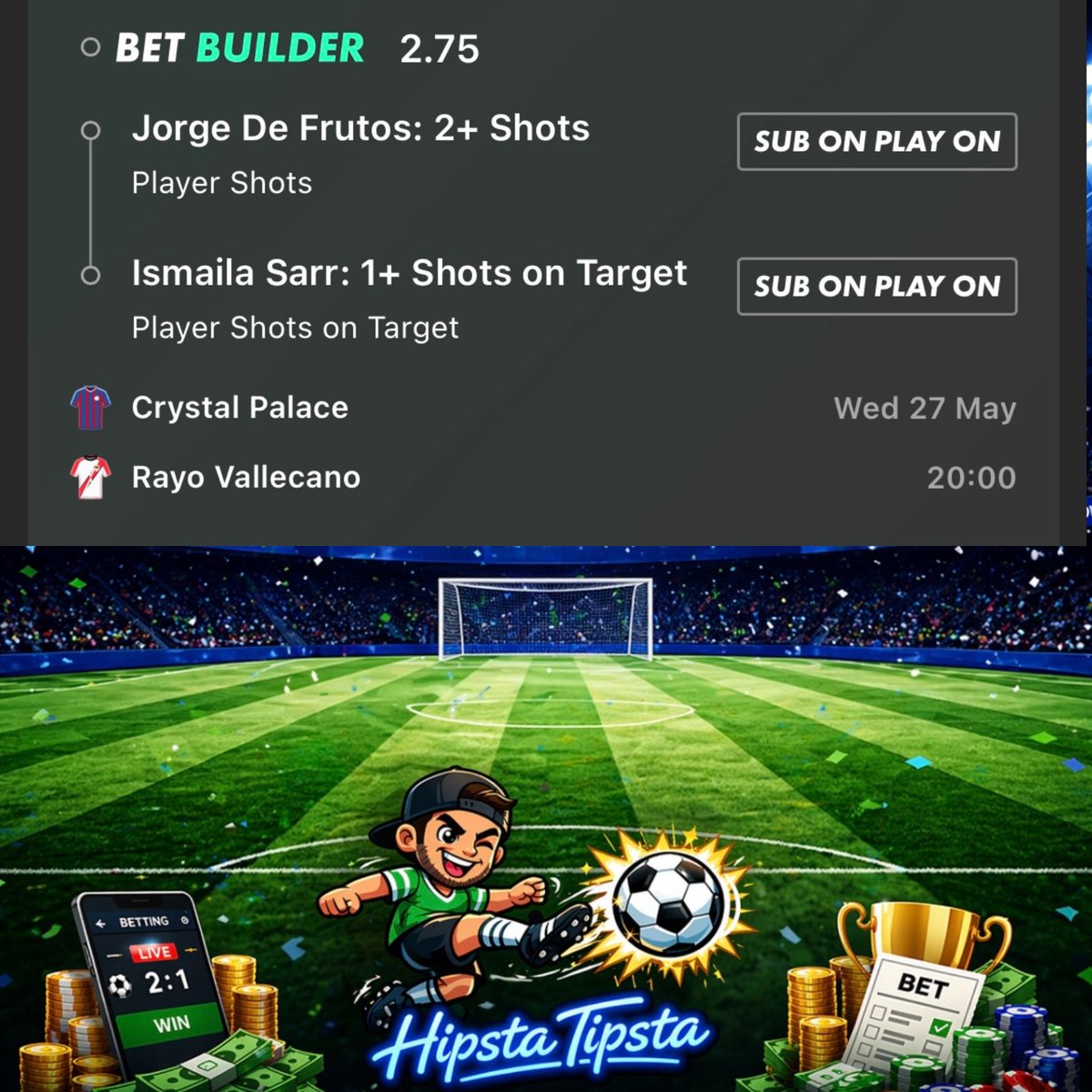 TheHipstaTipsta's tweet photo. ⚽️ WEDNESDAY TIPS ⚽️ 

- Conference League Final Bet Builder 👊 

Make sure to join the FREE Telegram group for more 😎 👇

https://t.co/5DLrF2ETAV https://t.co/TXr6DBwQ0Q