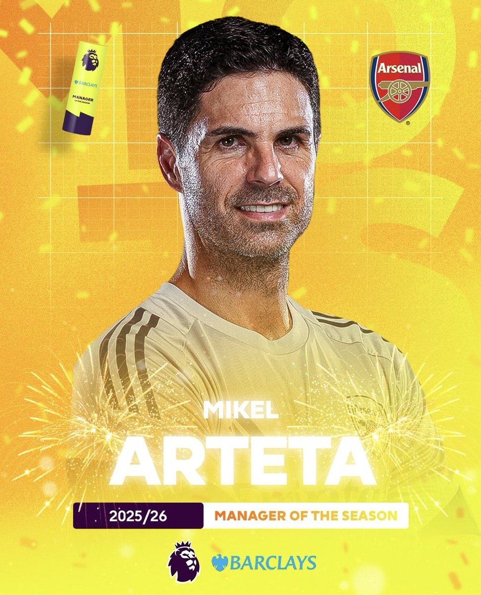 CarolRadull's tweet photo. Mikel Arteta wins the Barclays Manager of the Season award 

A well deserved recognition. Congratulations! 👏🏽 https://t.co/OmtPQjYEEz