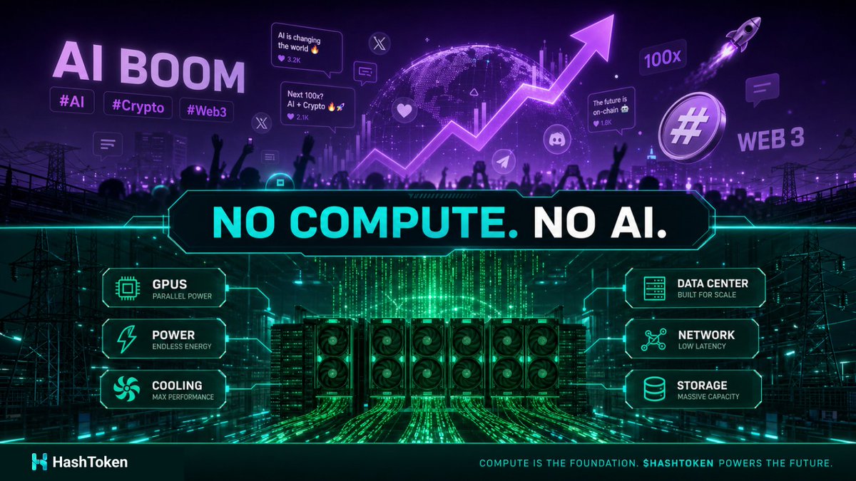 HashToken_Gobal's tweet photo. Everyone sees the AI boom.  
Few see the machines working nonstop behind it.  
No chips. No power. No compute. No AI. https://t.co/yl2BIPFRl1