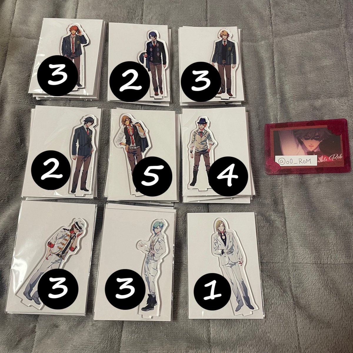 o0_RoM's tweet photo. 【交換】うたプリ WL 15周年 ブロくじ D賞 アクスタ

(譲)音也3 真斗2 那月3 トキヤ2 レン5 翔4 嶺二3 藍3 カミュ1
(求) 同種 蘭丸

都内手渡しor郵送でのお取引
1点〜交換可能です。
他ポストで上位賞の交換も探しております。条件の合う方が居ましたらお声掛けください。 https://t.co/4t4MOB75Sh