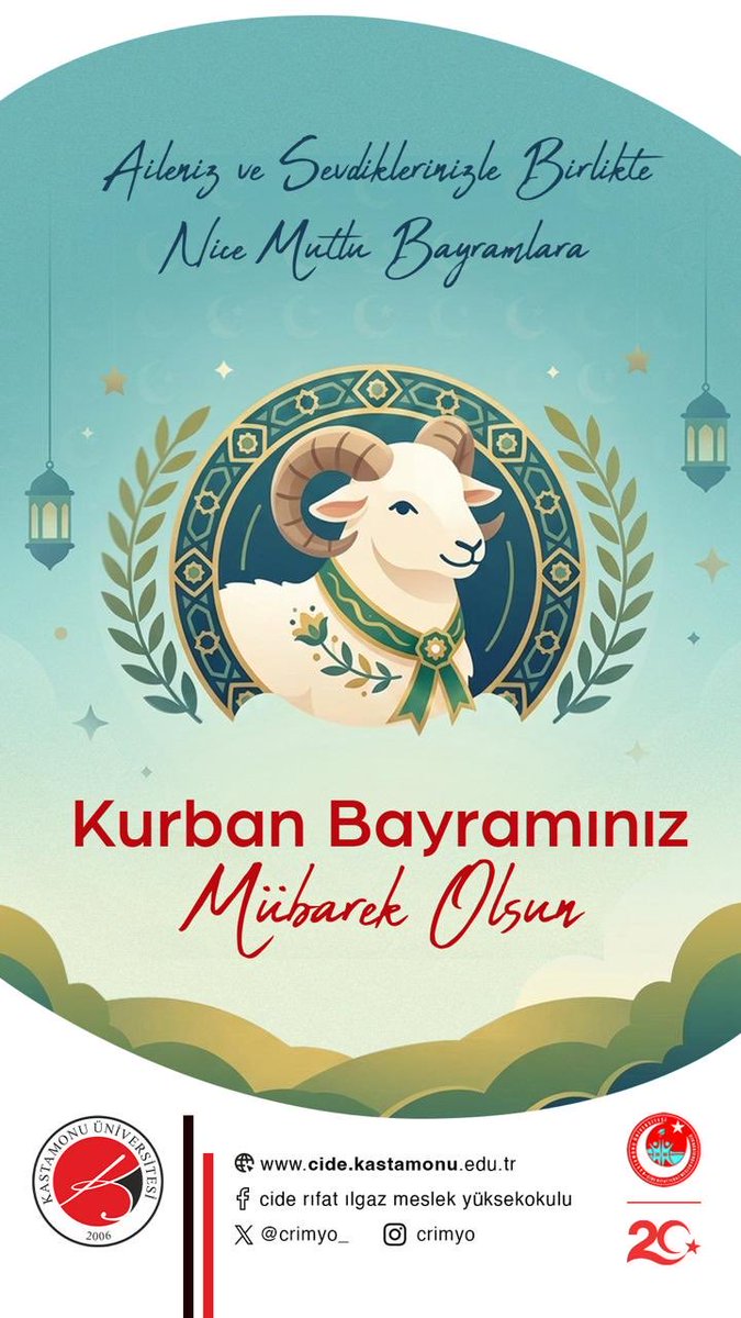 crimyo_'s tweet photo. Sevdiklerinizle birlikte sağlıklı, mutlu, huzur dolu ve bereketli bir bayram geçirmenizi dileriz.

Kurban Bayramımız mübarek olsun. 🤲💐

#KurbanBayramı
#KastamonuÜniversitesi https://t.co/XMYN2lcRX5