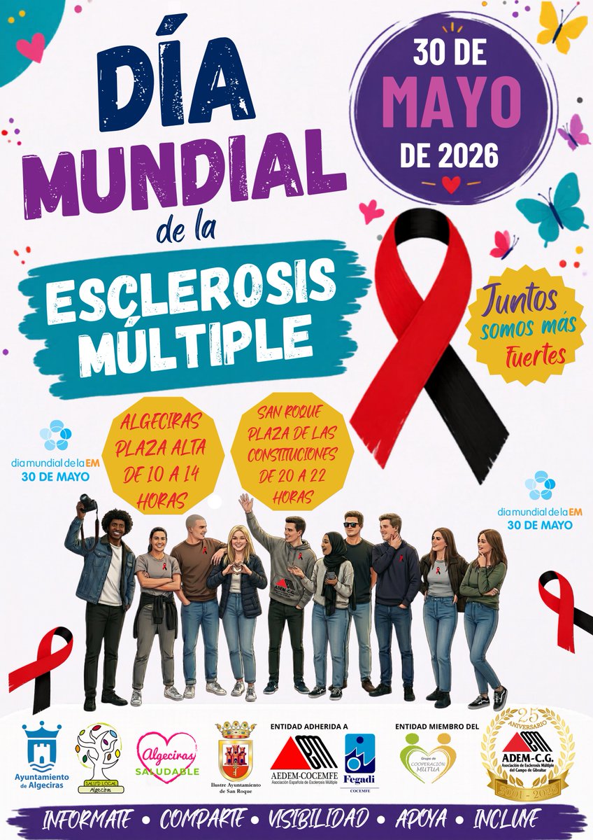 ADEMCG1's tweet photo. Campo de Gibraltar. ADEM-CG Conmemora el Día Mundial de la Esclerosis Múltiple en la Comarca Gibraltareña. https://t.co/ARzha8m90T https://t.co/28gx83GGSR