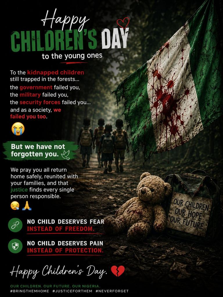 daniels_nwoko's tweet photo. Happy children's day to every child, even to the children that has fallen victim of kidnapping suffering so much cold, hunger and torture in the bush 💔, I pray you'll find freedom and safety.
#childrensday 
#46childreninterroistden https://t.co/vVfOgVQ5Sh
