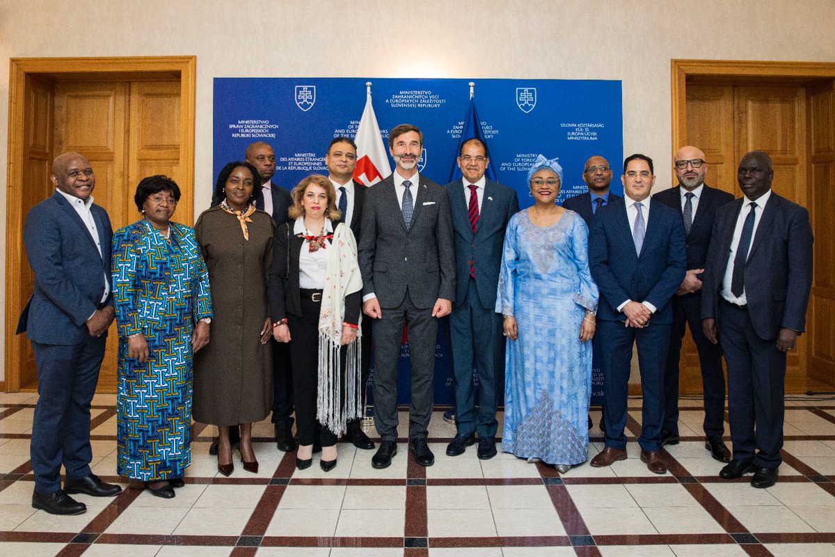KenyaEmbVienna's tweet photo. Honoured to join Africa Day celebrations hosted by Slovakia’s  Ministry of Foreign Affairs, H.E Juraj Blanár, 
Amb. Valerie Rugene represented Kenya Embassy  Vienna ahead of the Minister’s visit to Nairobi on 8th June 2026 with 35 Slovak businessmen. https://t.co/YA6Fdw3AGy