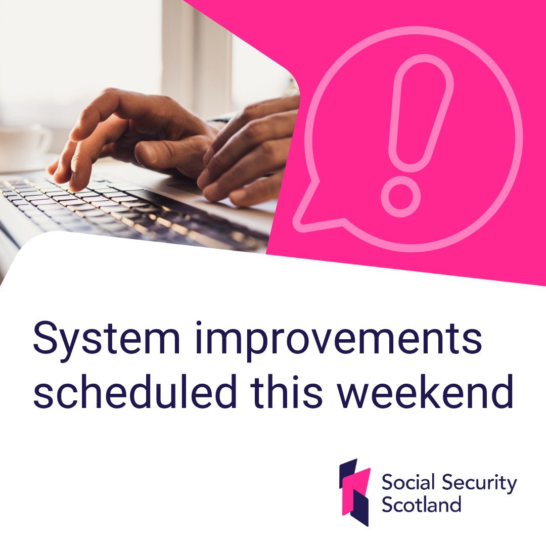 SocSecScot's tweet photo. Our online benefit applications and document upload service will be unavailable from 5pm on Friday 29 May until 8am on Monday 1 June for essential improvements. 

We apologise for any inconvenience. https://t.co/uMivfCNBbI