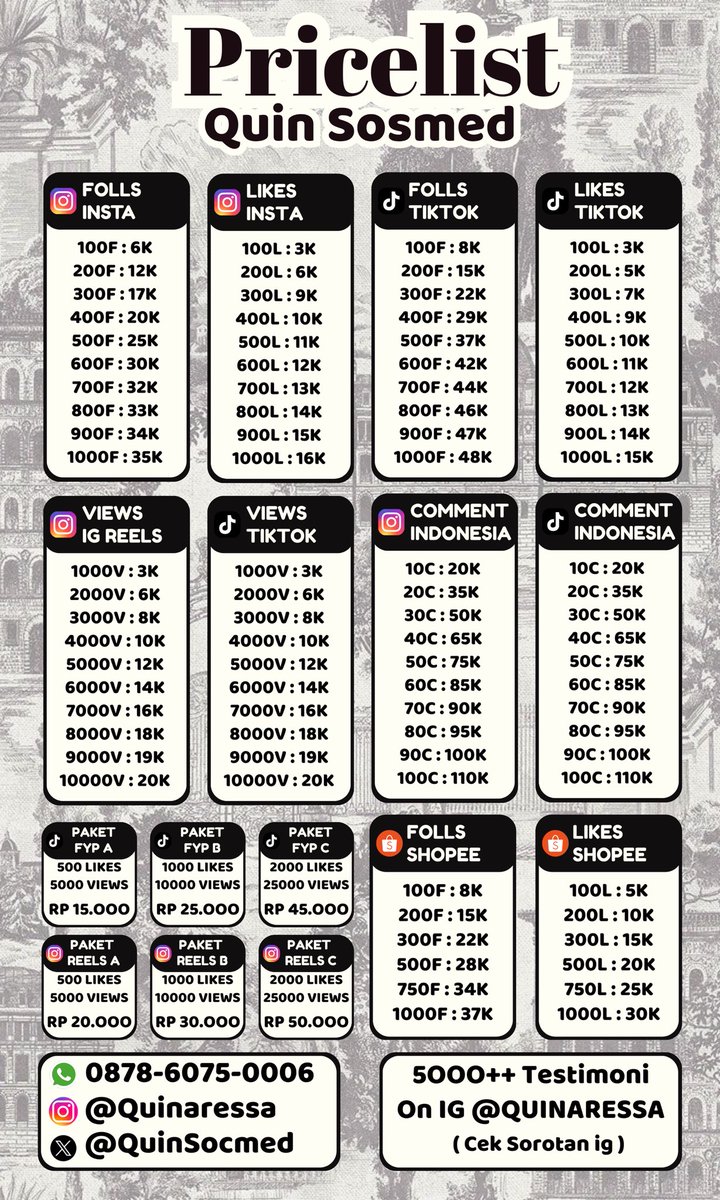 polelapz's tweet photo. ✅ Pakai Layanan Terbaik &amp; Instan
✅ Pengerjaan Aman Tanpa Loggin

WA 087860750006

5K+ TESTIMONI!
tg. TIKTOK WTB IG FOLLS LIKES VIEWS JASA FOLLOWERS UPLIKE ZONAUANG PERMANEN WTS FOLLOWER FOLL LIKE SAVE SHARE VIEW FYP VT INDO MURAH BUZZER KOMEN COMMENT JUAL IPAD BELI KE WA UPFOLL https://t.co/Fs2300UrM2