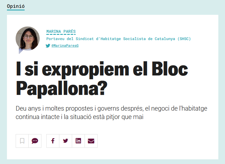 maxcarbonell's tweet photo. Avui la @MarinaParesG, portaveu de @SindicatHabSC, escriu a @SentitCritic sobre per què hem de començar a parlar d'expropiació forçosa i ressituar un debat sobre l’habitatge monopolitzat per l’agenda del lobby immobiliari que busca impulsar un nou cicle de construcció.

👇👇 https://t.co/BSKVxkvTRv