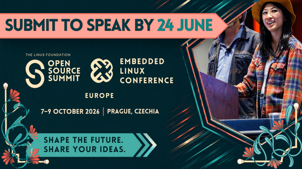 linuxfoundation's tweet photo. The best conference programs are built by the community.
The CFP is open for #OSSummit + #EmbeddedLinux Conference Europe - now’s your chance to help shape the conversations happening in Prague this October.
🎤 Submit by 24 June
🔗 https://t.co/mpk2t79nje https://t.co/HFKiEHhvlX