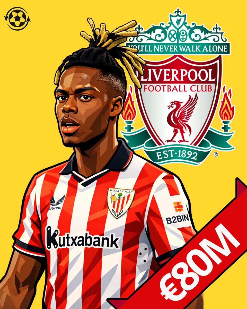 DeadlineDayLive's tweet photo. 🚨 Nico Williams is edging closer to leaving Athletic this summer. 🇪🇸

An agreement for an €80M move is reportedly now progressing, with the winger expected to bring an end to his time in Bilbao as interest continues to grow around Europe. 👀

Currently, Liverpool are the favourites to sign the Spanish winger, who has endured a difficult injury-hit season.

(Source: El Nacional)